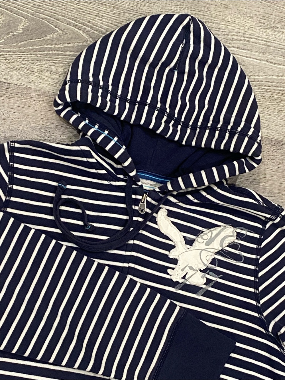 VTG 2009 American Eagle Striped Zip Up Fleece Hoodie Women's XL